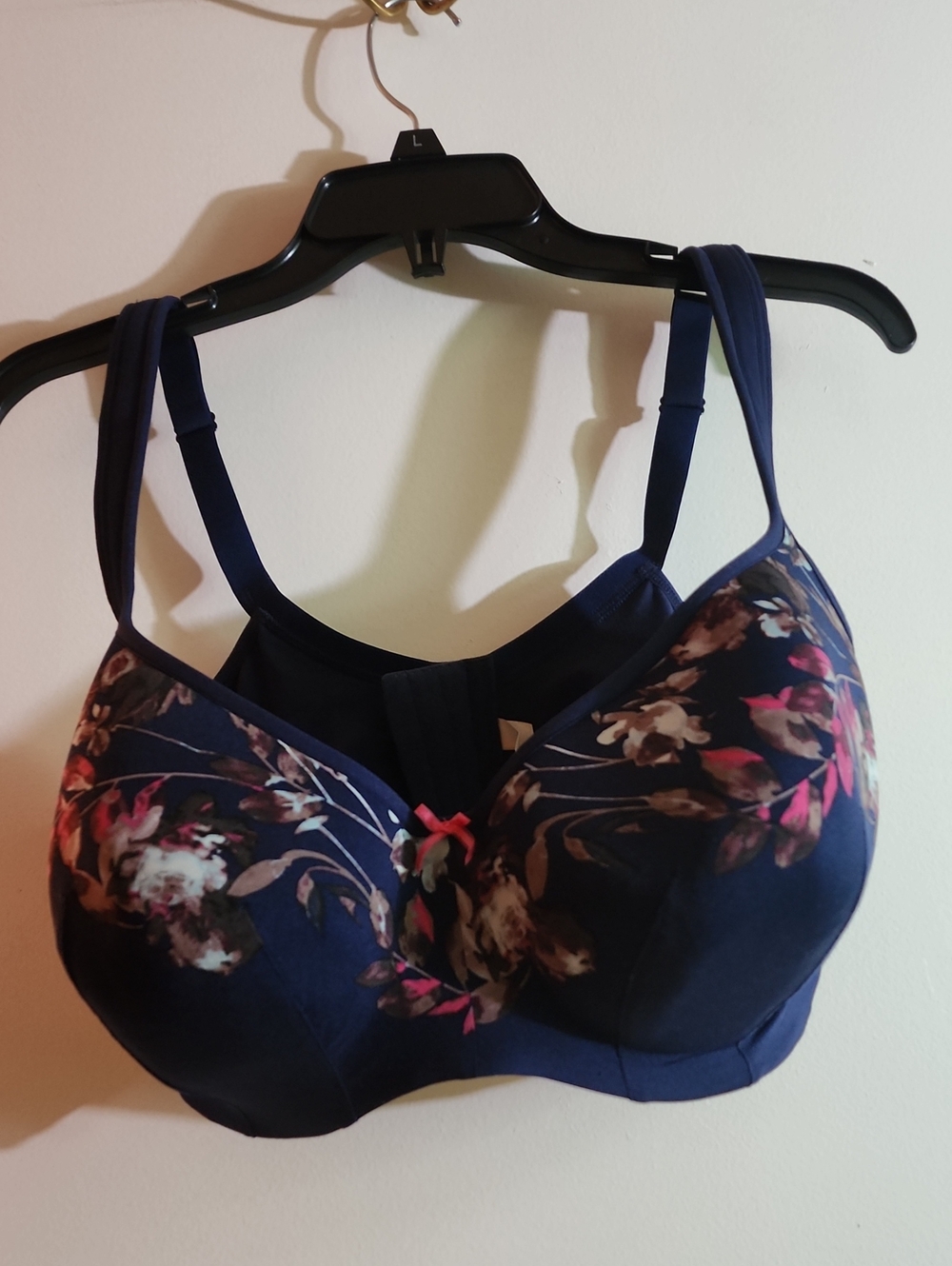 Cacique Lightly Lined Navy Floral Balconette Underwire Women's Bra